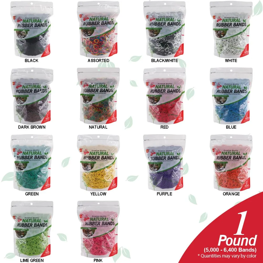 1 LB Rubber Bands Hair Band Soft Elastic Hair Accessories Braid Mini Hair Ties Stretchy Hair Ties No Damage Rubber Bands for Hair Made in Vietnam (Black)