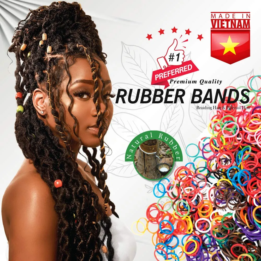 1 LB Rubber Bands Hair Band Soft Elastic Hair Accessories Braid Mini Hair Ties Stretchy Hair Ties No Damage Rubber Bands for Hair Made in Vietnam (Black)