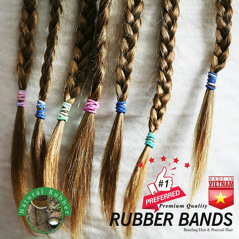 1 LB Rubber Bands Hair Band Soft Elastic Hair Accessories Braid Mini Hair Ties Stretchy Hair Ties No Damage Rubber Bands for Hair Made in Vietnam (Black)