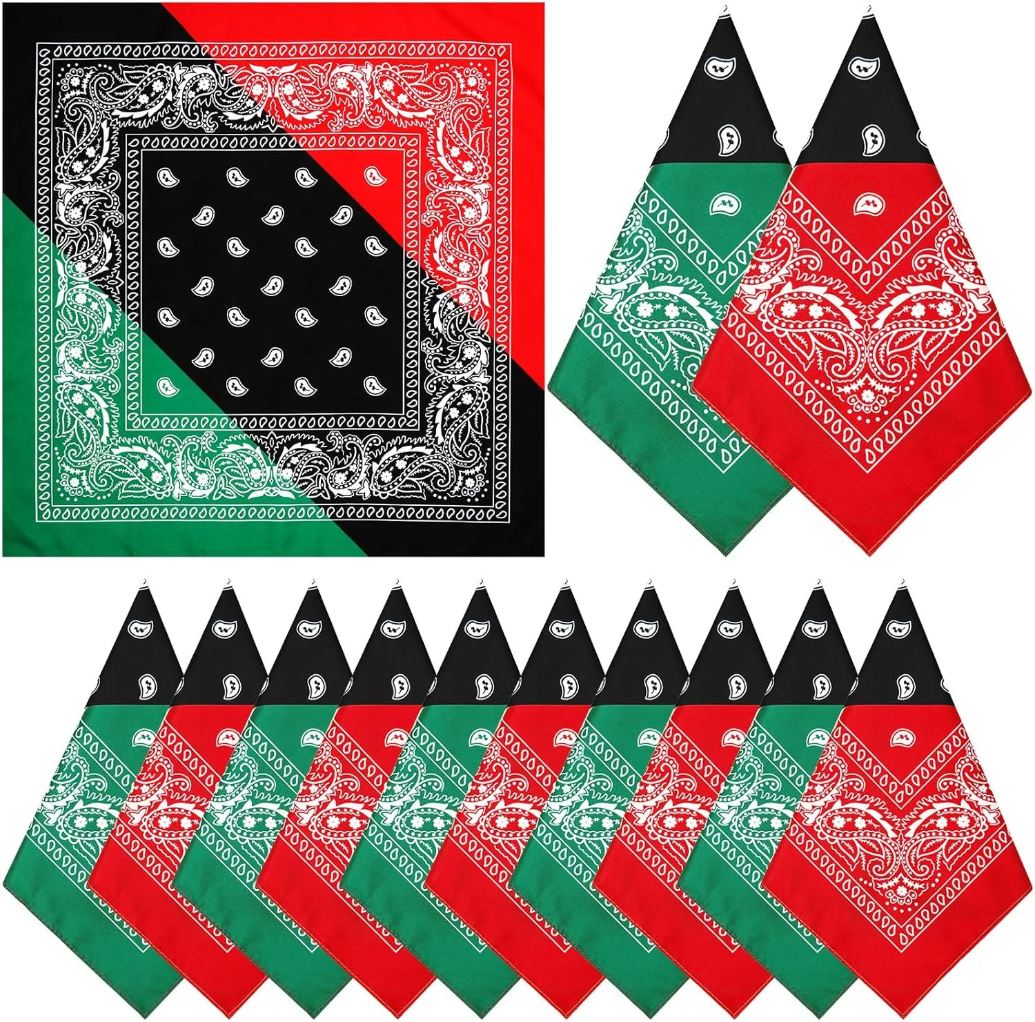 12 Pcs Square Handkerchief 21 Inch Bandanna Scarf for Women Men Afro Bandana Handkerchief Bandanas Cowboy Scarf