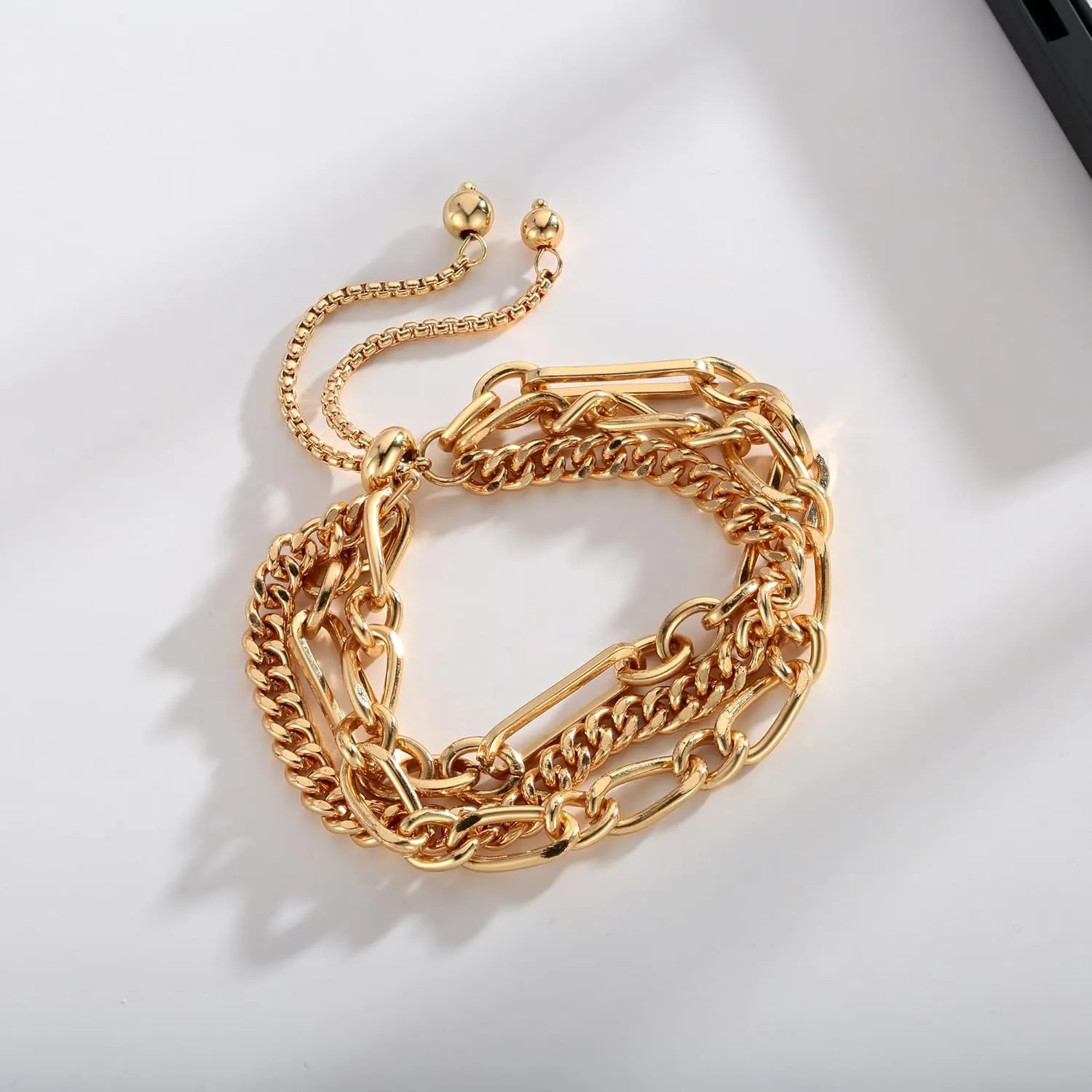 14K Gold Bracelets for Women Adjustable Slider Bracelet Bangle Bracelets for Women Gold Chain Bracelet