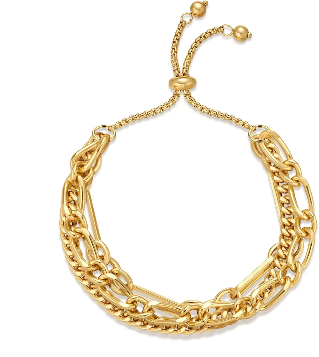 14K Gold Bracelets for Women Adjustable Slider Bracelet Bangle Bracelets for Women Gold Chain Bracelet