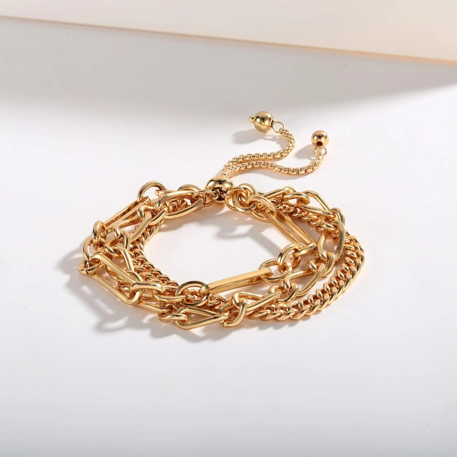 14K Gold Bracelets for Women Adjustable Slider Bracelet Bangle Bracelets for Women Gold Chain Bracelet