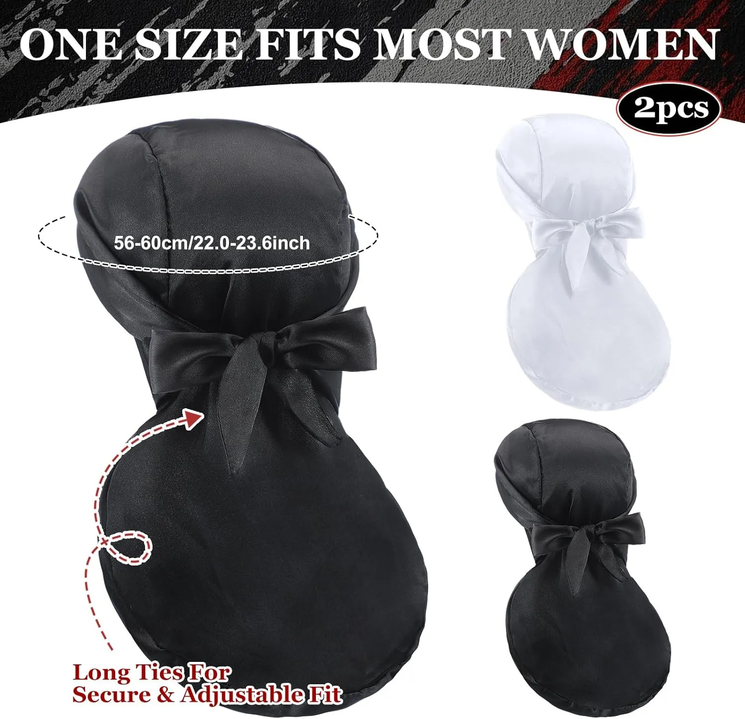 2 Pcs Do Rag for Women Motorcycle Helmet Liner Skull Cap Silk Helmet Hightail Hair Protector Accessories Durag