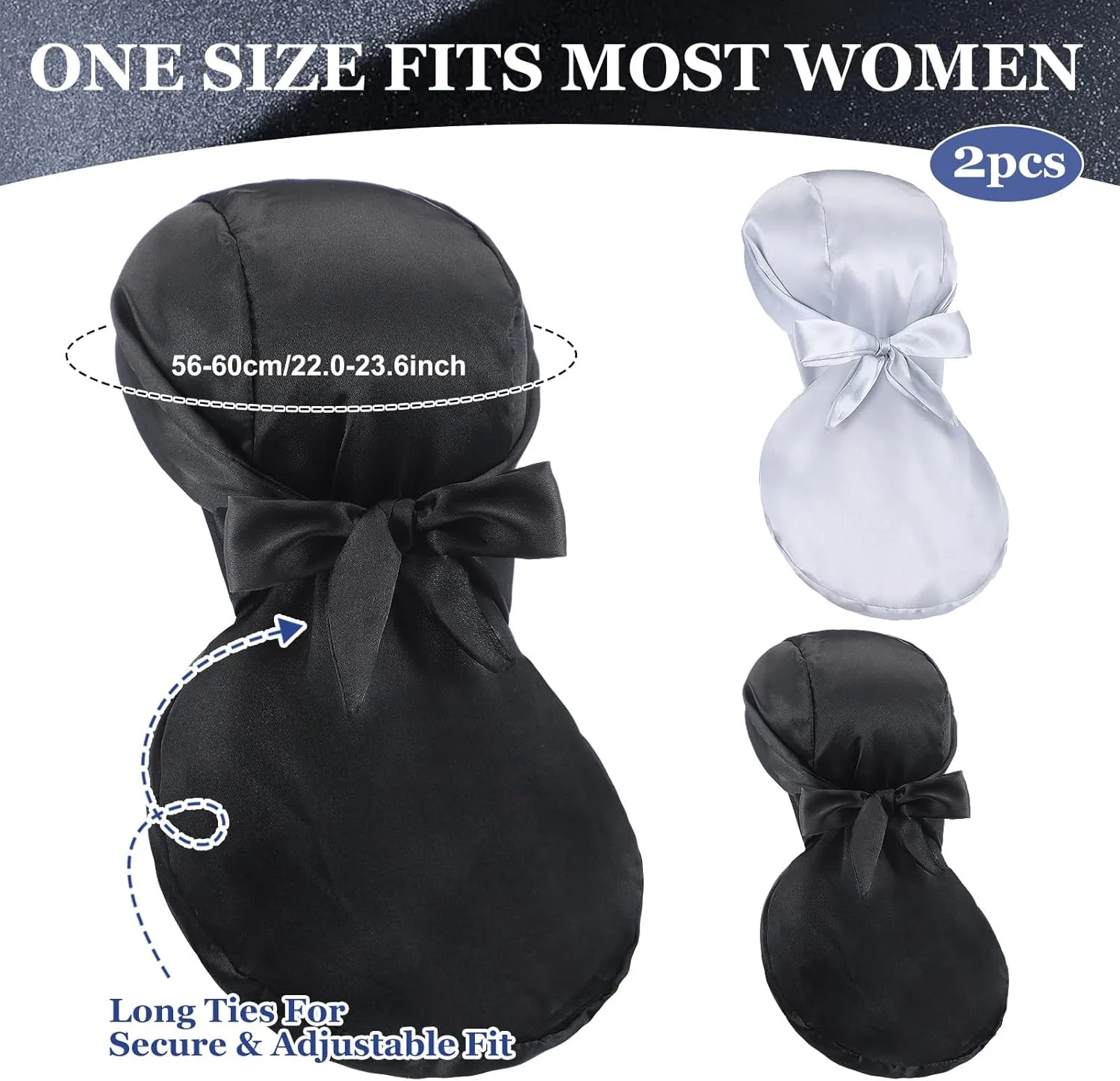 2 Pcs Do Rag for Women Motorcycle Helmet Liner Skull Cap Silk Helmet Hightail Hair Protector Accessories Durag