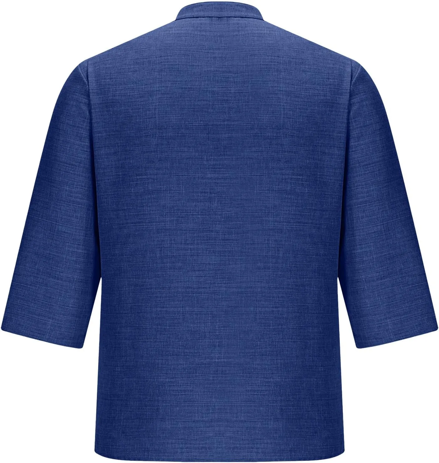 3/4 Length Sleeve Mens Shirts Casual Stylish V Neck Button Up Cotton Linen Henley Shirt Summer Beach Vacation Clothes