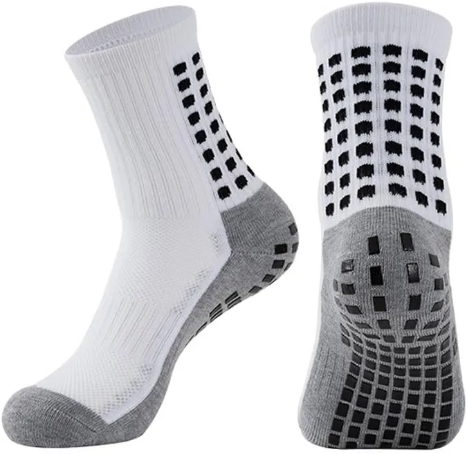 4/6 Pairs Grip Soccer Socks Anti Slip Non Slip Men's Athletic Socks for Football Basketball Sports