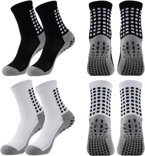 4/6 Pairs Grip Soccer Socks Anti Slip Non Slip Men's Athletic Socks for Football Basketball Sports