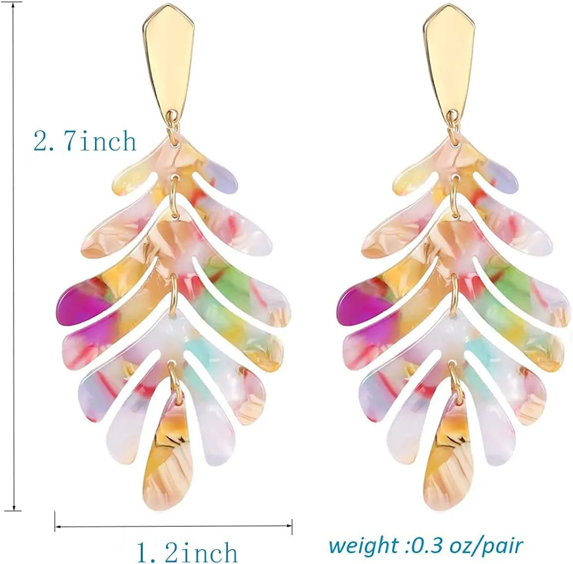 Acrylic Pendant necklace Earrings  Long Statement Leaf Charm Necklace Tortoise Resin Palm Leaf Earrings Fashion Necklaces Earrings for Women