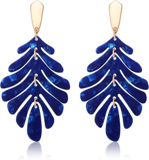 Acrylic Pendant necklace Earrings  Long Statement Leaf Charm Necklace Tortoise Resin Palm Leaf Earrings Fashion Necklaces Earrings for Women