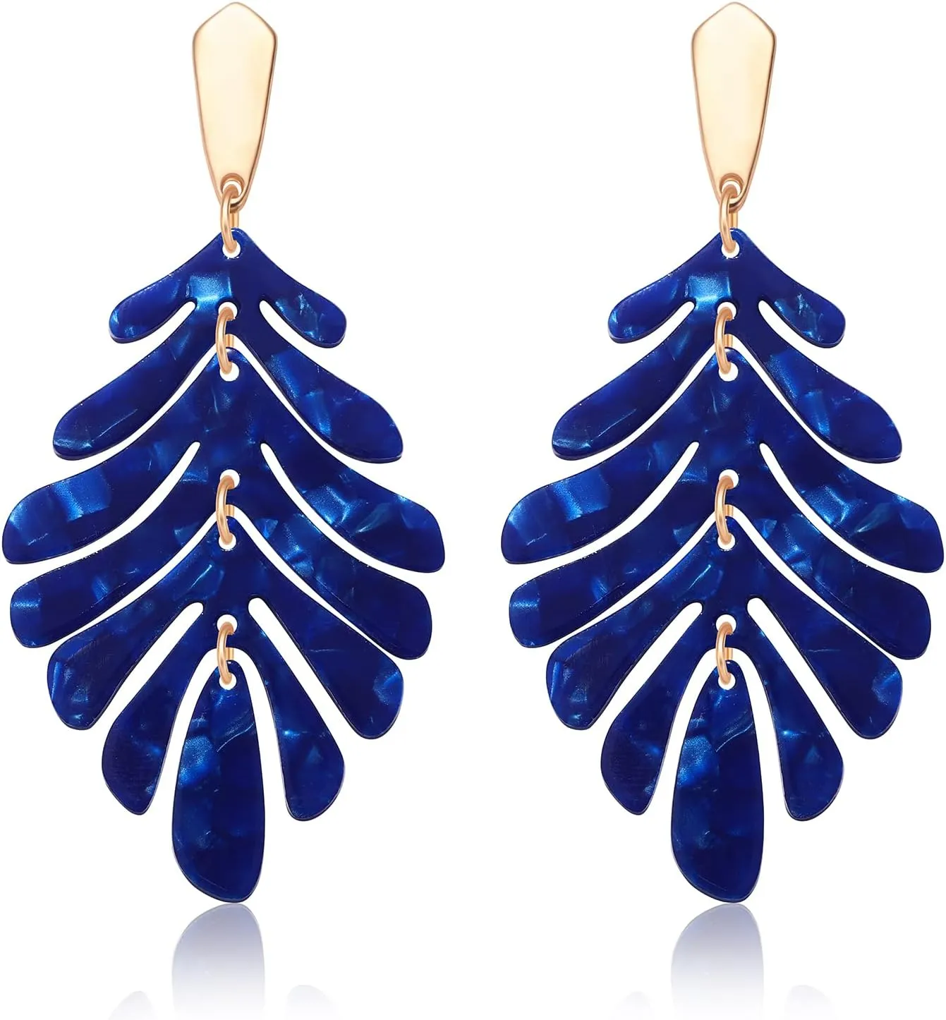 Acrylic Pendant necklace Earrings  Long Statement Leaf Charm Necklace Tortoise Resin Palm Leaf Earrings Fashion Necklaces Earrings for Women