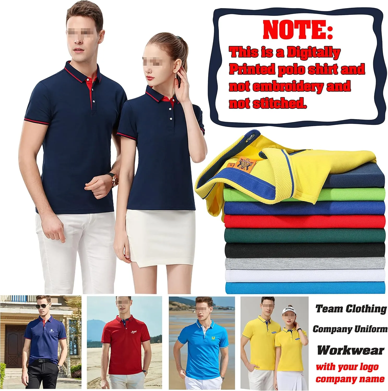 Add Your Own Text Image Picture Photo Design Men Polo Shirt Custom Man Work Shirt Personalized Shirt
