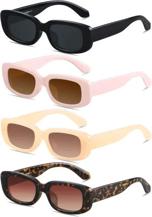 ANDWOOD Rectangle Sunglasses for Women Square Frames Trendy Retro Vintage 90s UV Protection Sun Glasses Small Face
