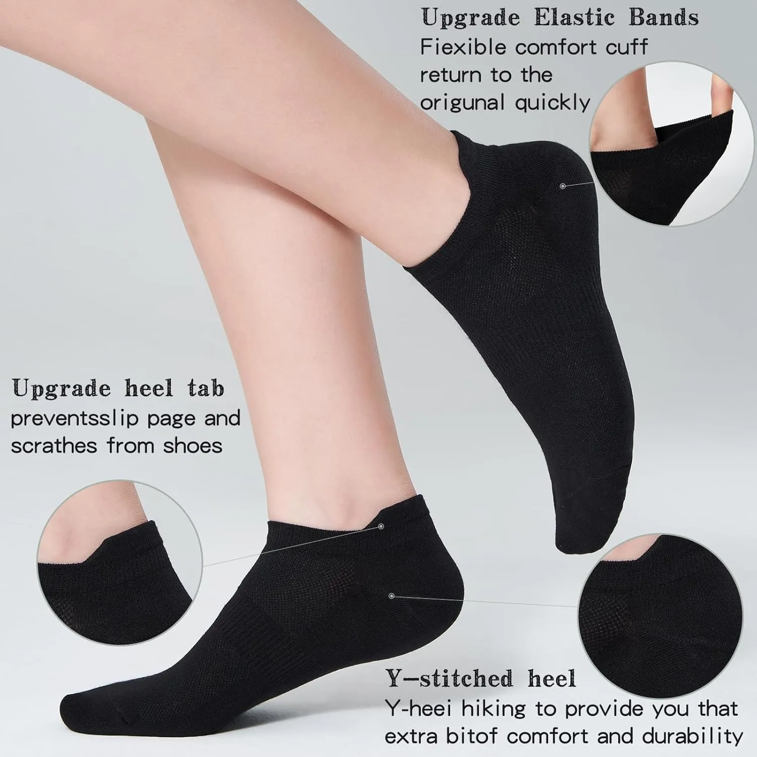 Ankle Socks Women's and Mens - 6/10 Pairs Low Cut Tab & No Show Athletics Running Socks