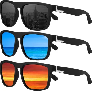 Arjien Polarized Sunglasses Men UV Protection Square Mens Sun Glasses Driving Fishing Golf Running Beach Essentials for Men