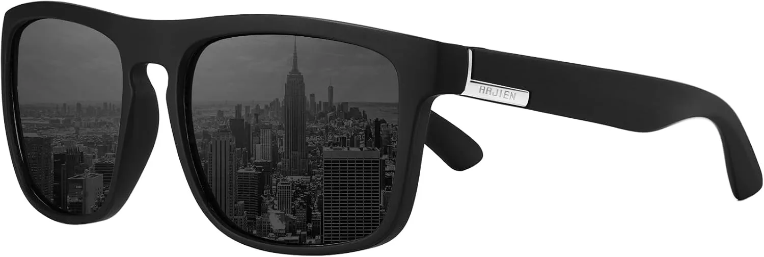 Arjien Polarized Sunglasses Men UV Protection Square Mens Sun Glasses Driving Fishing Golf Running Beach Essentials for Men