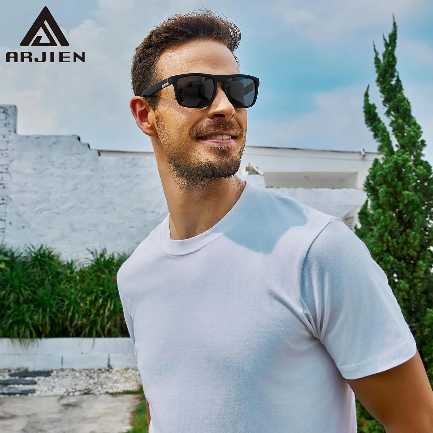 Arjien Polarized Sunglasses Men UV Protection Square Mens Sun Glasses Driving Fishing Golf Running Beach Essentials for Men