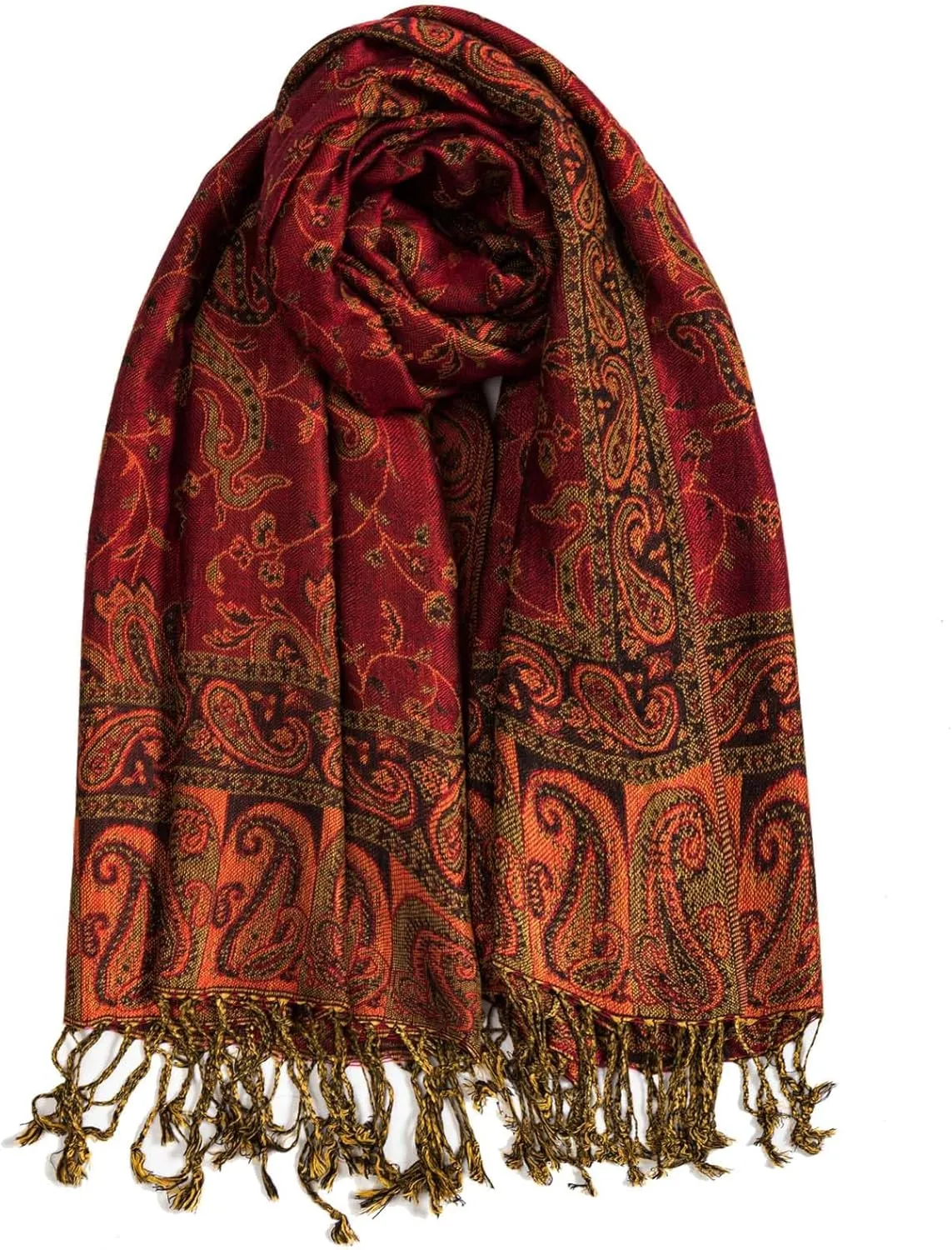 AUSEKALY Pashmina Feel Shawls Wraps for Women Rave Scarf Soft Silky Reversible Men Scarves