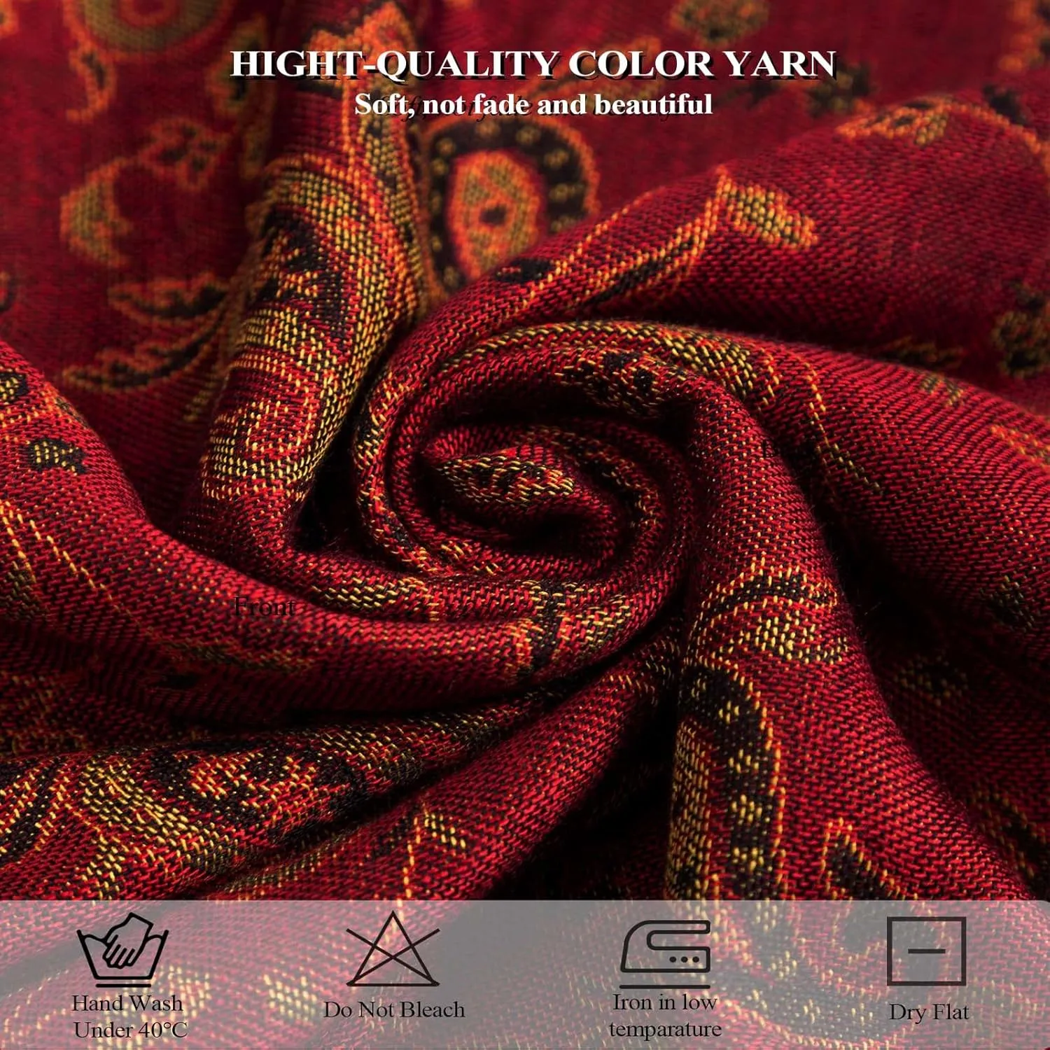 AUSEKALY Pashmina Feel Shawls Wraps for Women Rave Scarf Soft Silky Reversible Men Scarves
