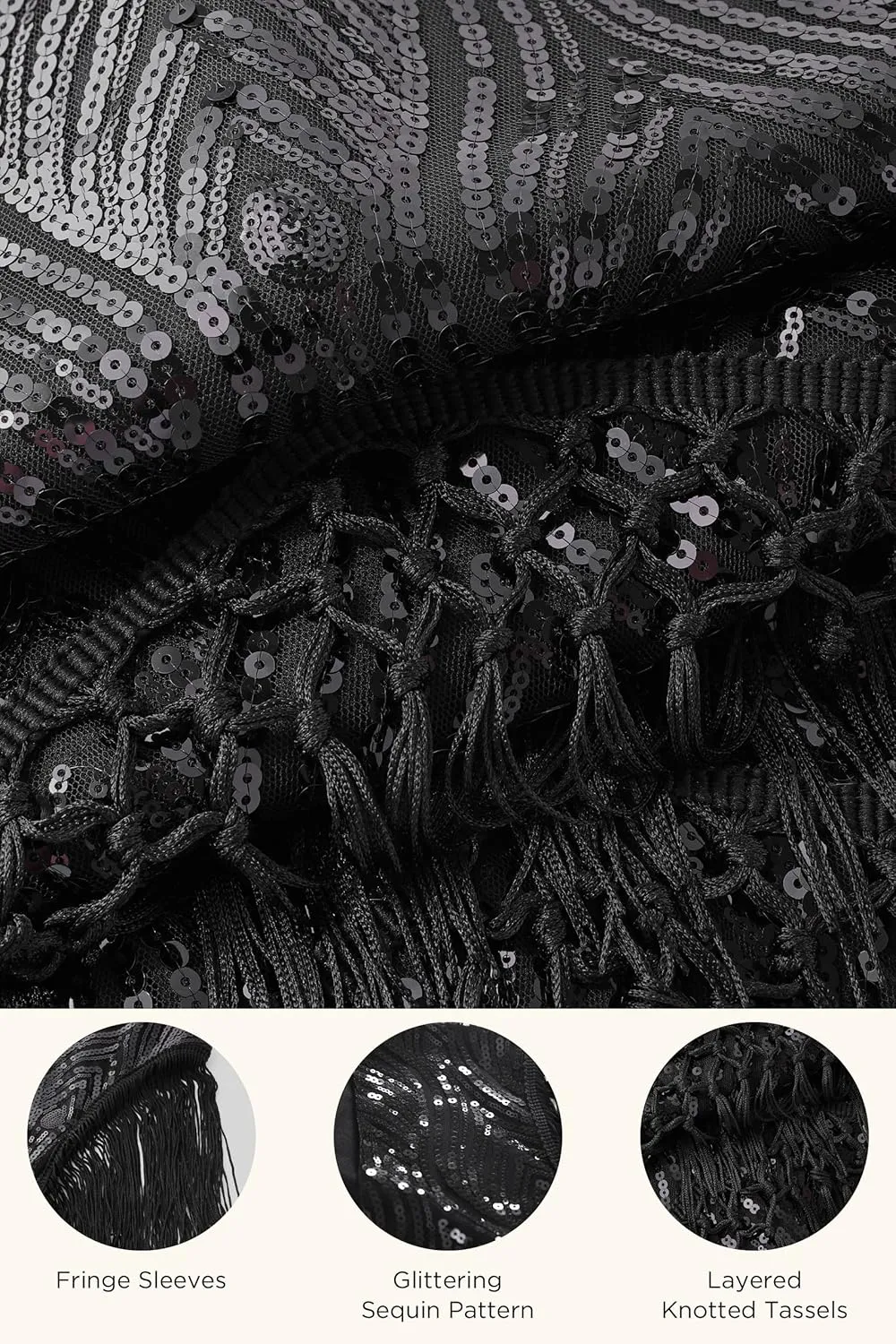 BABEYOND 1920s Plus Size Flapper Dress Long Fringed Gatsby Dress Plus Sequins Beaded Vintage Dress