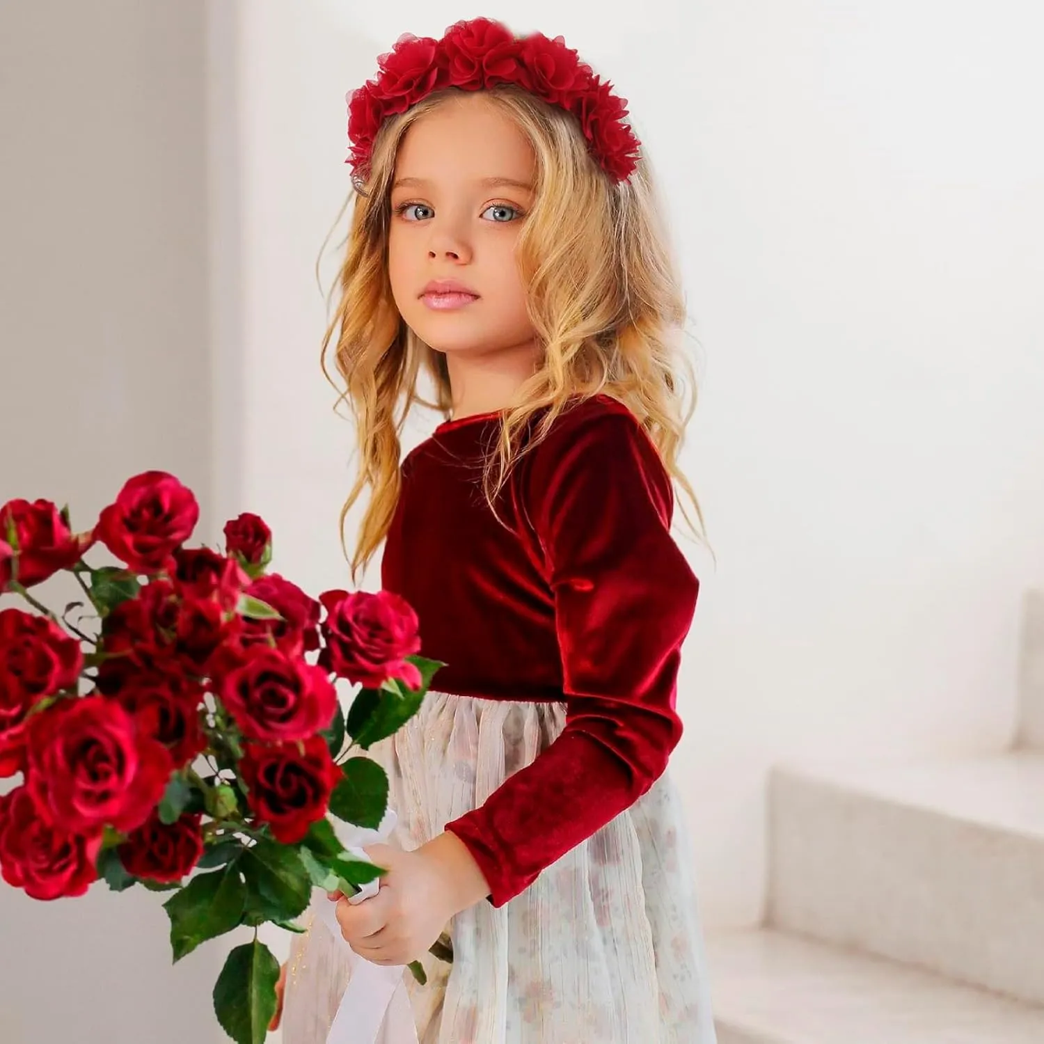Baby Girls Christmas Headbands Flower Headband 3 Pcs Nylon Elastic Headbands Newborn Hair Bows Christmas Hair Accessories Gifts for Infant Toddlers Kids