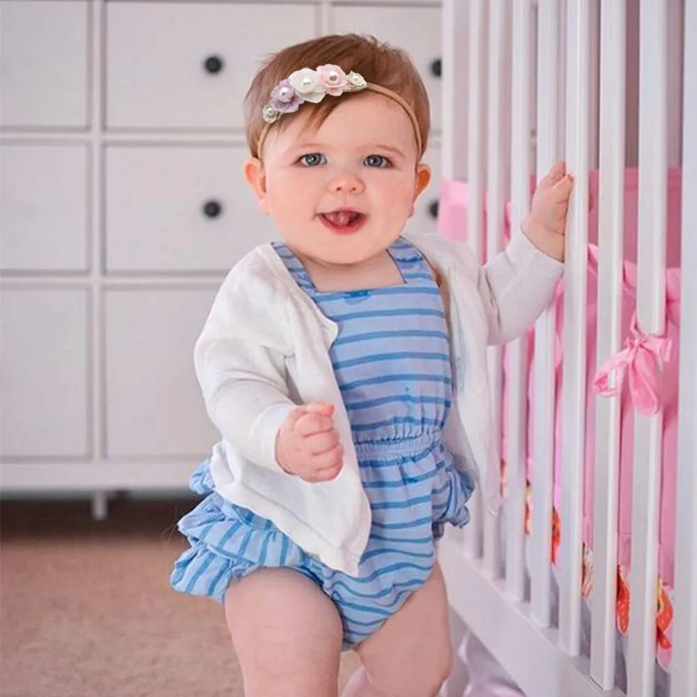 Baby Girls Headbands Flower Headband 6 Pcs Nylon Elastic Headbands Newborn Hair Bows Hair Accessories Gifts for Infant Toddlers Kids