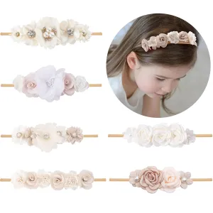 Baby Girls Headbands Flower Headband 6 Pcs Nylon Elastic Headbands Newborn Hair Bows Hair Accessories Gifts for Infant Toddlers Kids