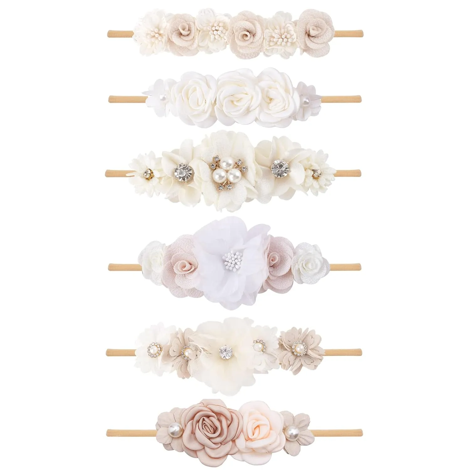 Baby Girls Headbands Flower Headband 6 Pcs Nylon Elastic Headbands Newborn Hair Bows Hair Accessories Gifts for Infant Toddlers Kids