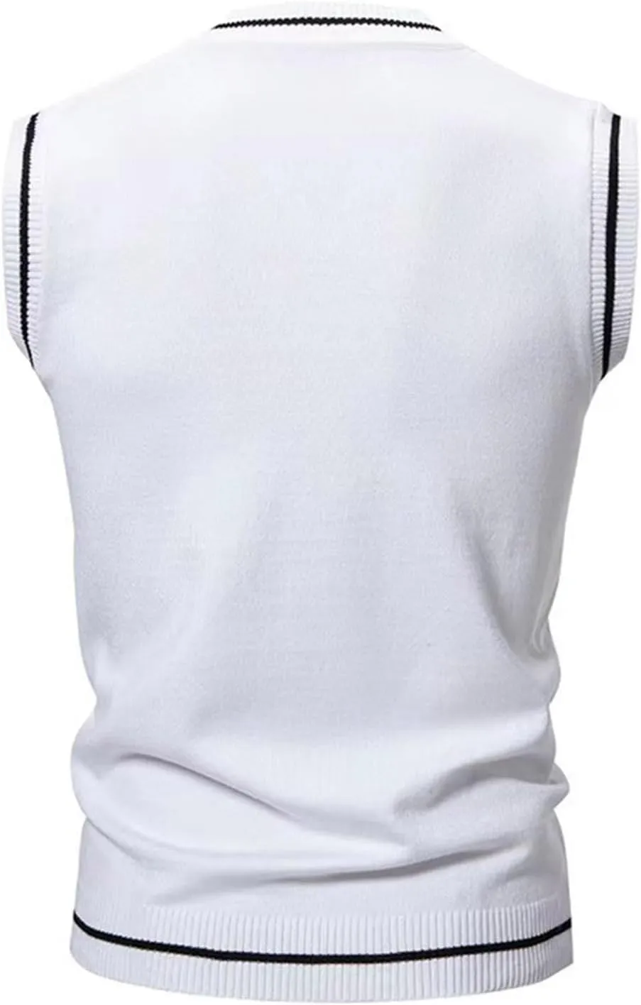 Cambkatl Men's Preppy Striped Sweater Vest Teens Classic V Neck Slim Fit Cable Knitted Sleeveless Pullover Sweaters