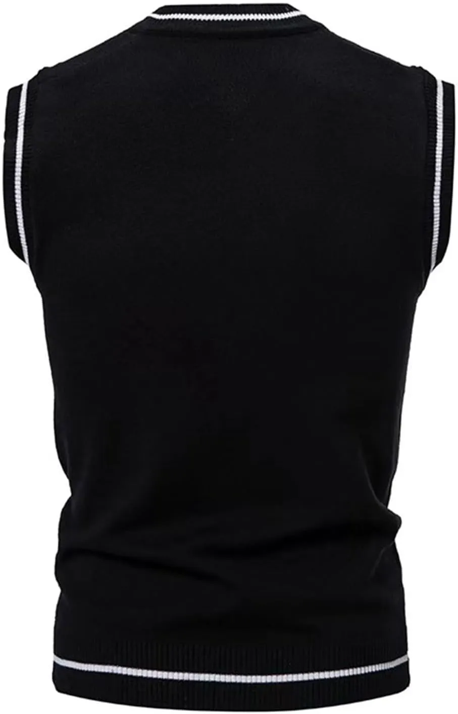 Cambkatl Men's Preppy Striped Sweater Vest Teens Classic V Neck Slim Fit Cable Knitted Sleeveless Pullover Sweaters