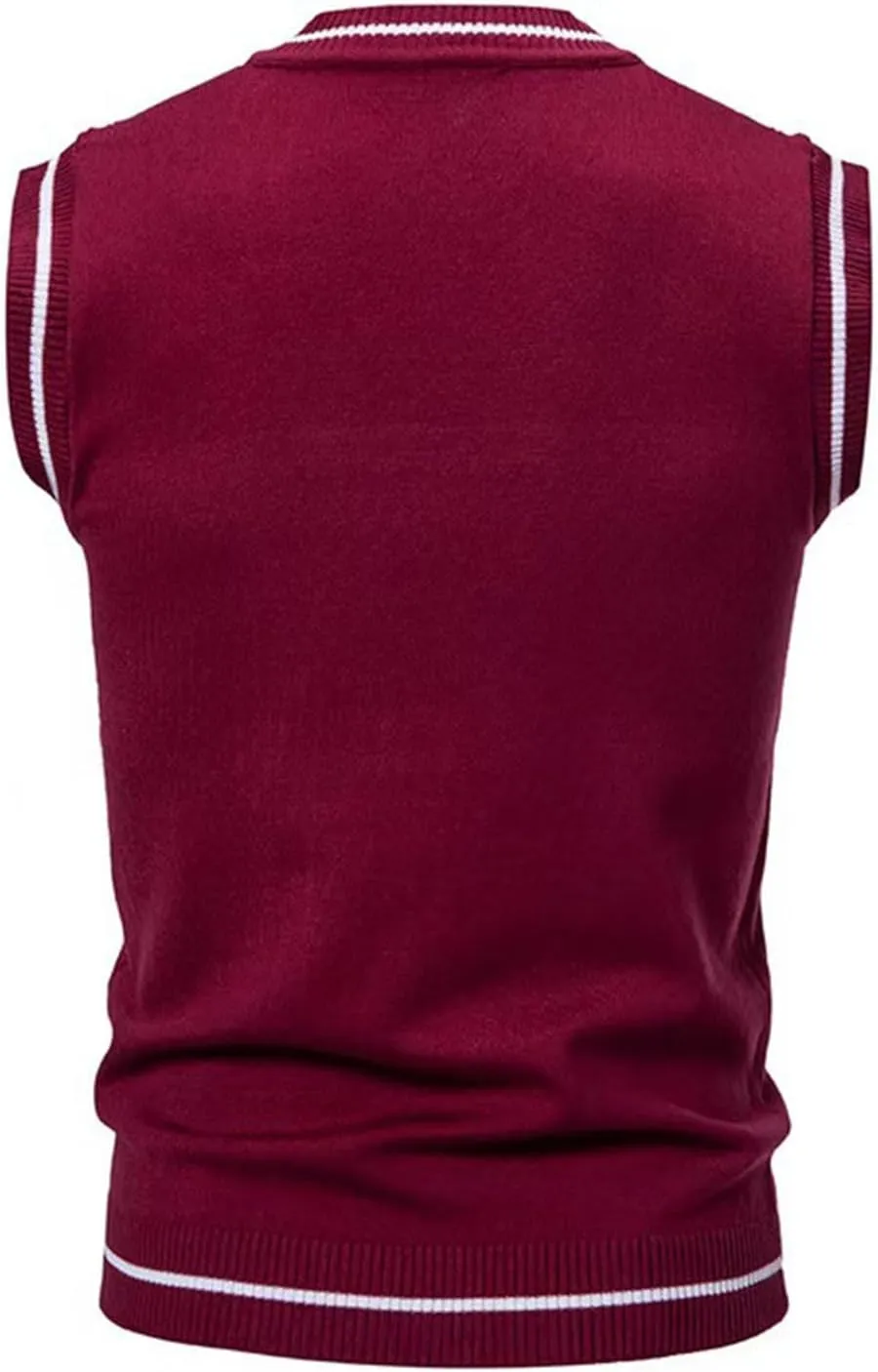 Cambkatl Men's Preppy Striped Sweater Vest Teens Classic V Neck Slim Fit Cable Knitted Sleeveless Pullover Sweaters