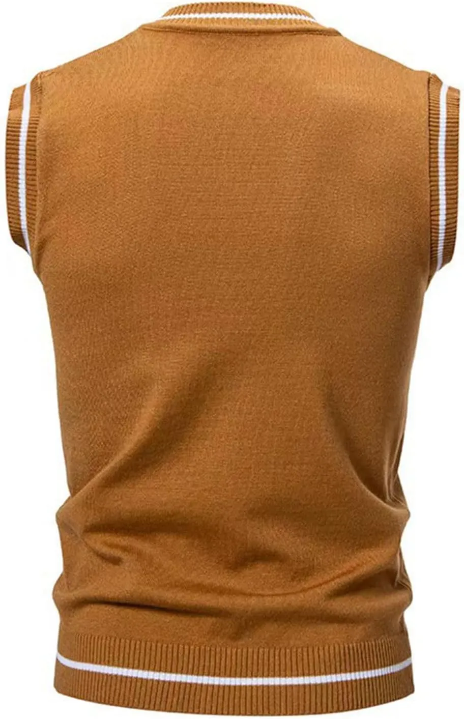 Cambkatl Men's Preppy Striped Sweater Vest Teens Classic V Neck Slim Fit Cable Knitted Sleeveless Pullover Sweaters