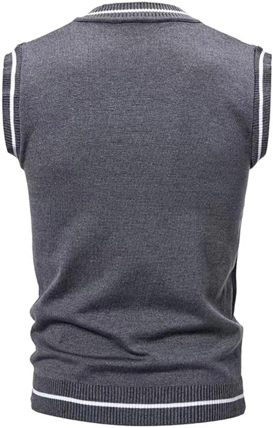 Cambkatl Men's Preppy Striped Sweater Vest Teens Classic V Neck Slim Fit Cable Knitted Sleeveless Pullover Sweaters