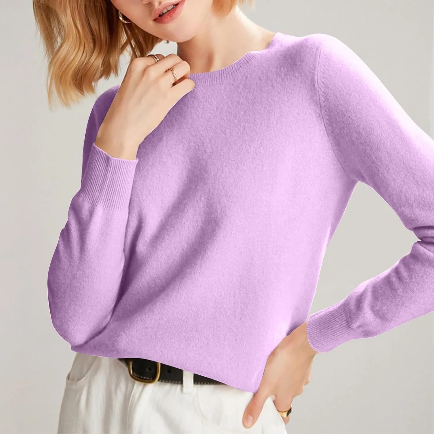 Cashmere Sweaters for Women Fashion Comfort Pullover Tops Casual Crewneck Dressy Long Sleeve Outfits