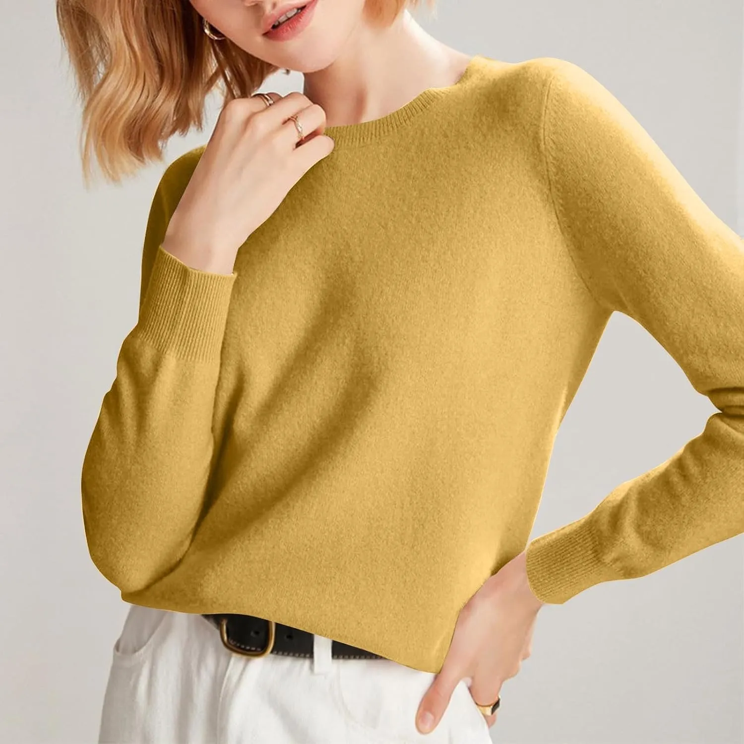 Cashmere Sweaters for Women Fashion Comfort Pullover Tops Casual Crewneck Dressy Long Sleeve Outfits
