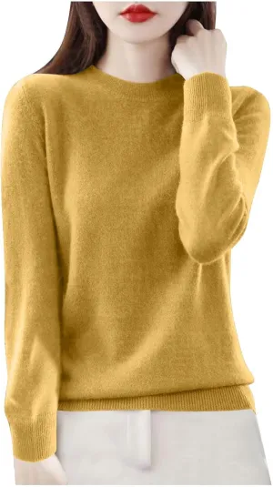 Cashmere Sweaters for Women Fashion Comfort Pullover Tops Casual Crewneck Dressy Long Sleeve Outfits