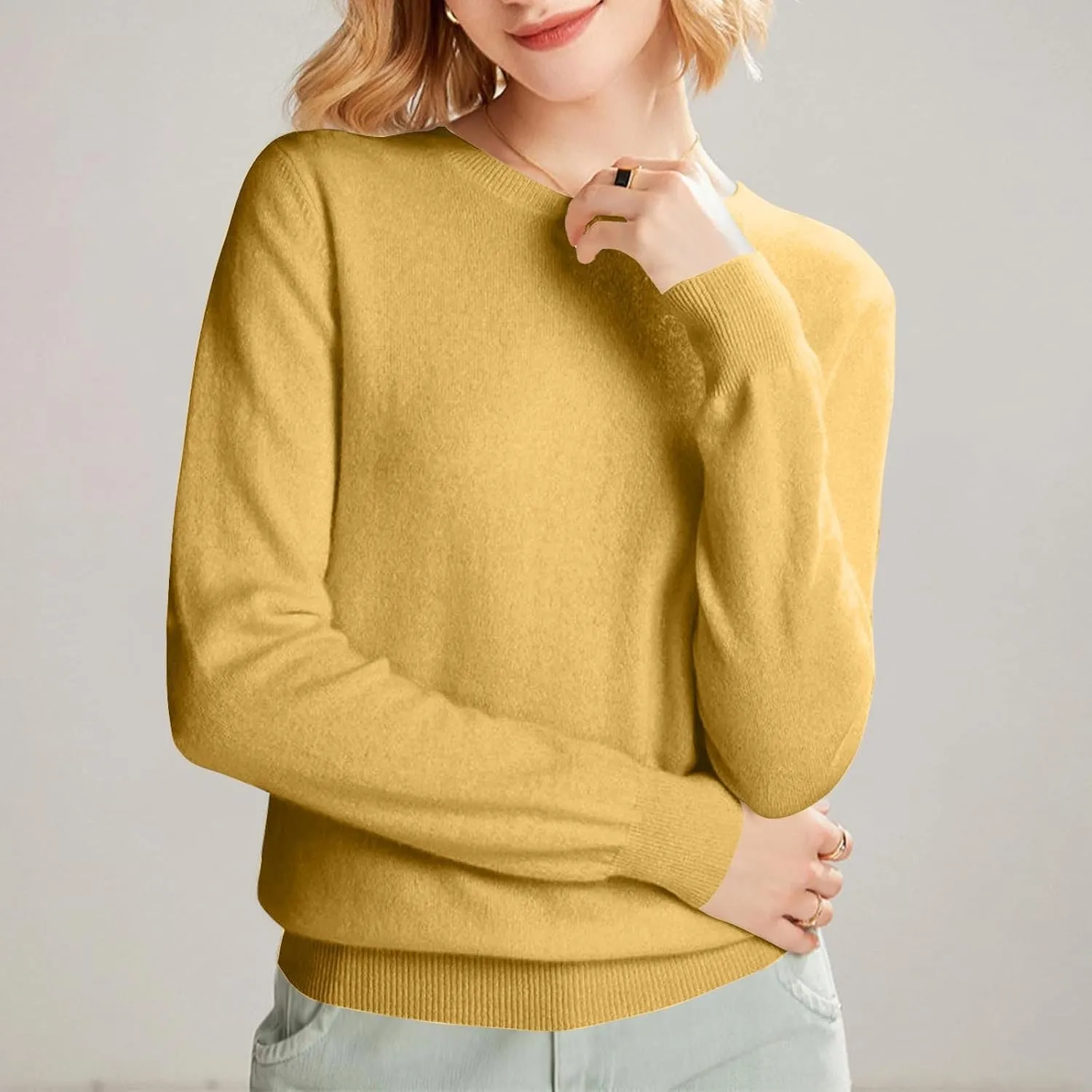 Cashmere Sweaters for Women Fashion Comfort Pullover Tops Casual Crewneck Dressy Long Sleeve Outfits