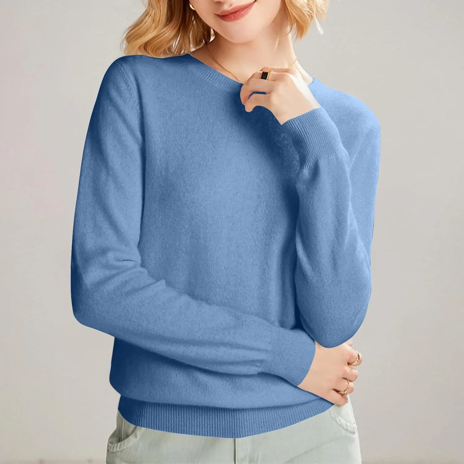 Cashmere Sweaters for Women Fashion Comfort Pullover Tops Casual Crewneck Dressy Long Sleeve Outfits