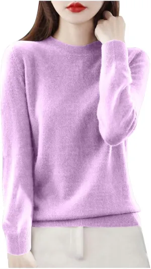 Cashmere Sweaters for Women Fashion Comfort Pullover Tops Casual Crewneck Dressy Long Sleeve Outfits
