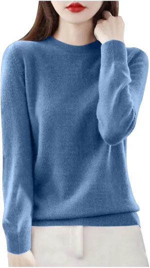 Cashmere Sweaters for Women Fashion Comfort Pullover Tops Casual Crewneck Dressy Long Sleeve Outfits