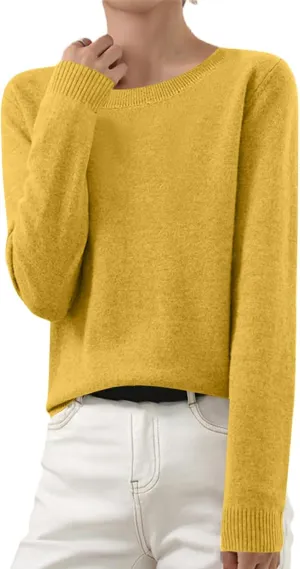 Cashmere Sweaters for Women Winter Fashion Solid Color Pullover Tops Long Sleeve Casual Crewneck Outfits