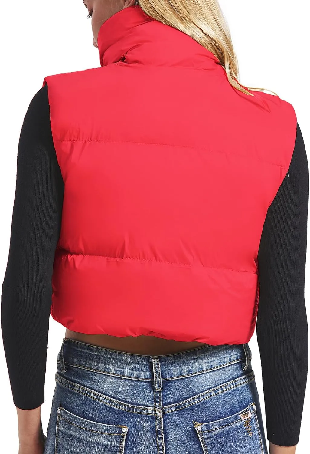 Century Star Cropped Puffer Vest Women's Outerwear Vests Puffy Sleeveless 2024 Quilted Christmas Vest Tops Jackets Coat Zip