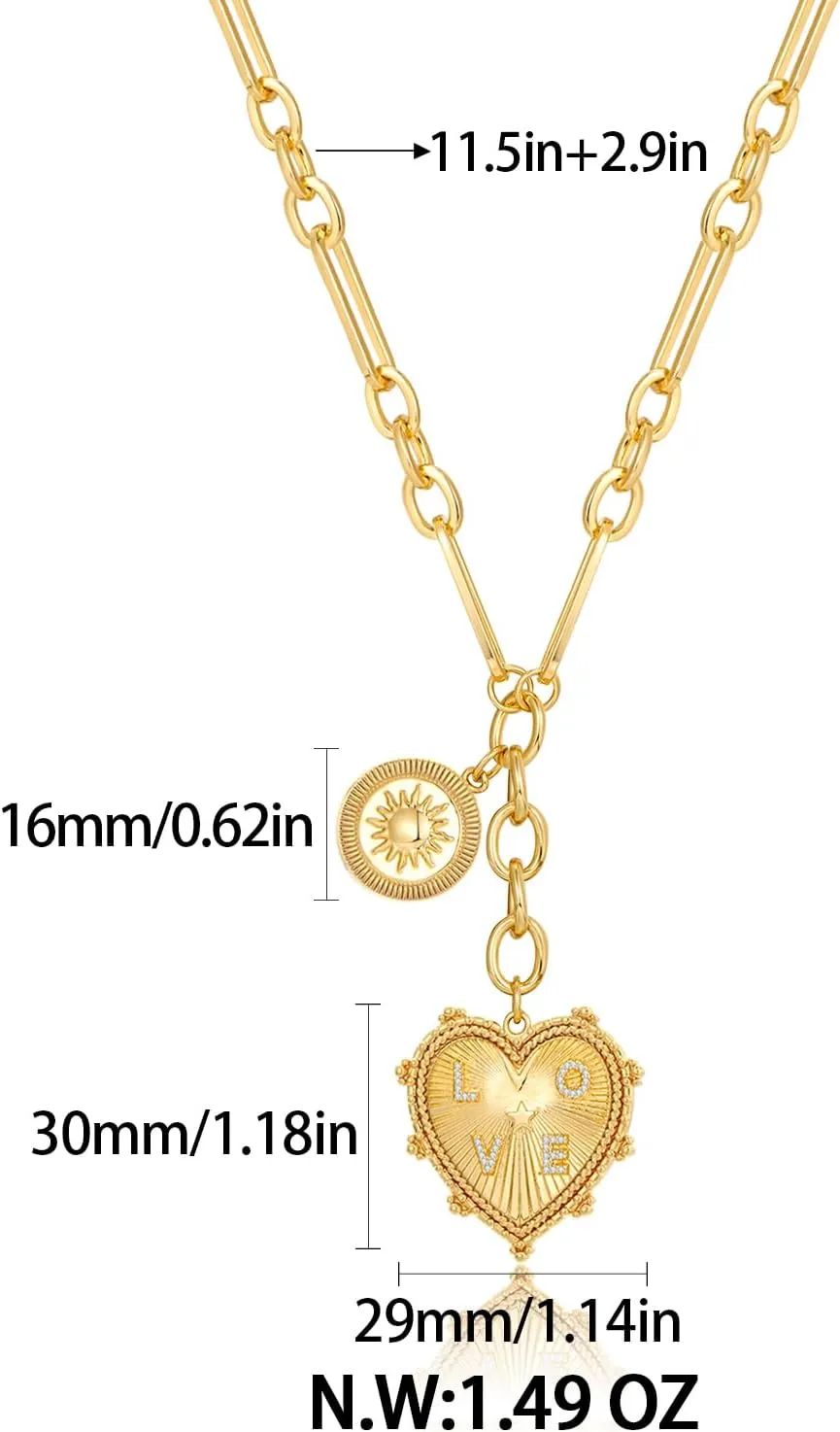 CLASSYZINT 18K Gold Plated Coin Lion Head Pendant Necklace Chunky Paperclip Choker Necklace For Gifts On Birthday Holidays For Women Girls