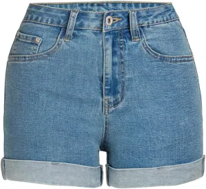 COMLIFE Women's Summer Holes Shorts Irregular Denim Shorts Tassels Denim Pants Mid Waisted Shorts