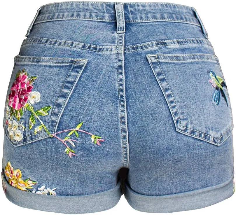COMLIFE Women's Summer Holes Shorts Irregular Denim Shorts Tassels Denim Pants Mid Waisted Shorts
