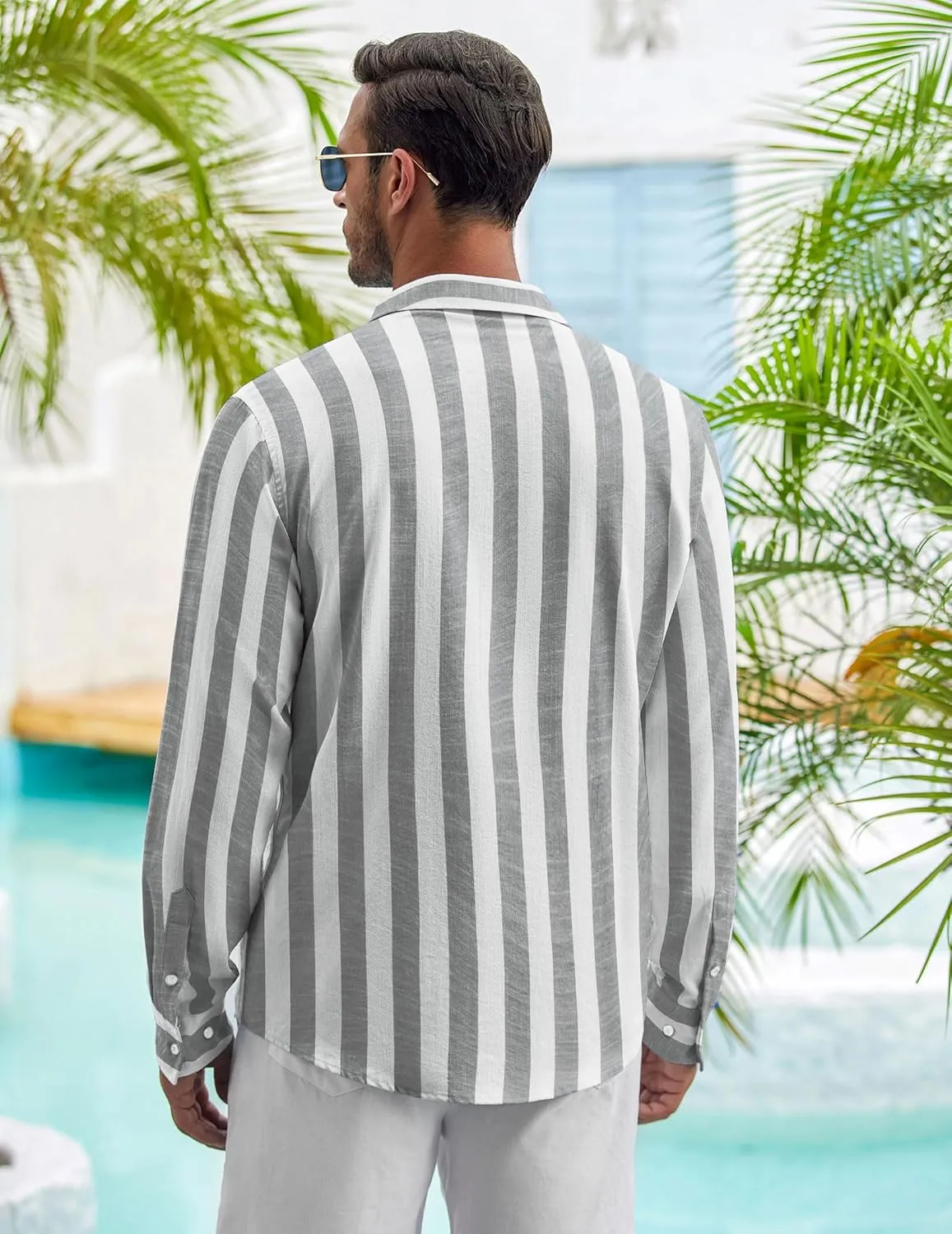 COOFANDY Men's Casual Shirt Long Sleeve Casual Button Down Shirt for Men Summer Beach Wedding Shirt