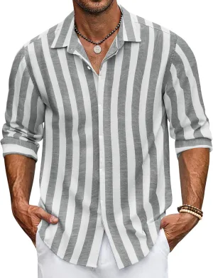 COOFANDY Men's Casual Shirt Long Sleeve Casual Button Down Shirt for Men Summer Beach Wedding Shirt