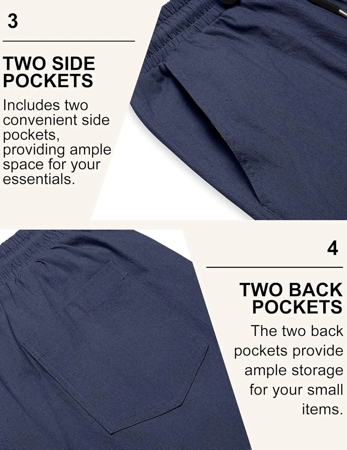 COOFANDY Mens Casual Shorts Cotton Drawstring Summer Shorts Elastic Waist Lightweight Twill Chino Shorts