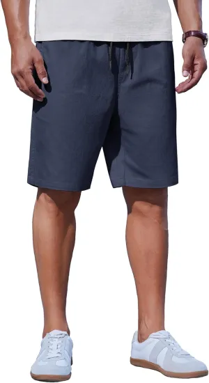 COOFANDY Mens Casual Shorts Cotton Drawstring Summer Shorts Elastic Waist Lightweight Twill Chino Shorts