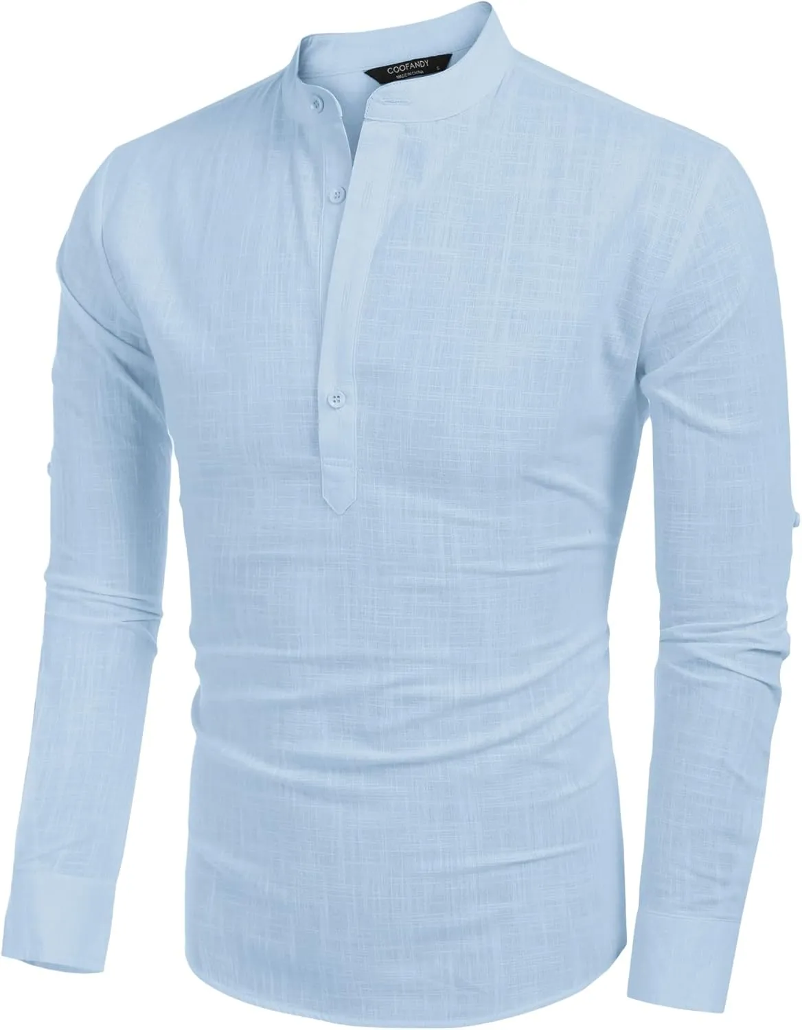COOFANDY Men's Cotton Linen Henley T-Shirts Long Sleeve Hippie Casual Beach T-Shirts
